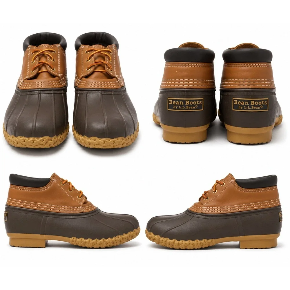 L.L.‎ Bean Duck Boots Mens 14M Brown Gumshoe 3-Eye Waterproof Leather Rain Boots